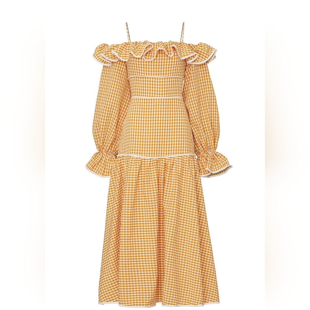 Keepsake The Label Shallows Maxi Dress Yellow Gingham Ruffle Dress